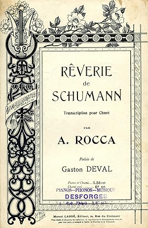 Seller image for Partition de "Rverie pour Schumann", transcription pour chant par A. Rocca for sale by Bouquinerie "Rue du Bac"