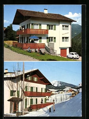Bild des Verkufers fr Cartolina Kastelruth, Pension Villa Sayonara im Winter zum Verkauf von Bartko-Reher