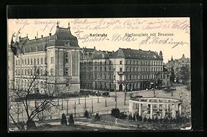 Bild des Verkufers fr Ansichtskarte Karlsruhe, Stefansplatz mit Brunnen zum Verkauf von Bartko-Reher