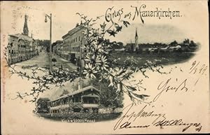 Ansichtskarte / Postkarte Mauerkirchen Oberösterreich, Marktplatz, Villa v. Secktendorf, Panorama...