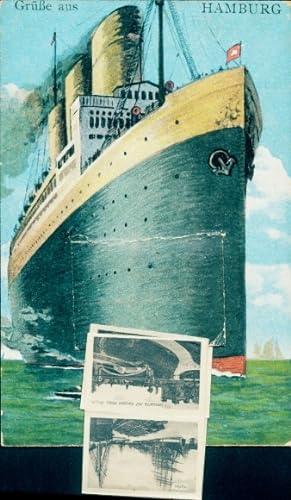 Leporello Ansichtskarte / Postkarte Hamburg, Elbtunnel, Hafen, Bismarck-Denkmal, Dampfer
