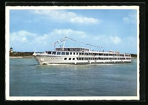 Seller image for Ansichtskarte Dampfer Wolga der sowjetischen Donau-Dampfschifffahrt auf der Strecke Passau-Wien-Jalta in Flaggengala for sale by Bartko-Reher