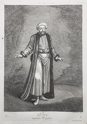 Seller image for Bey, Capitaine de Galere" - Ottoman Empire Trkei Turkey / Rare original engraving out of "Recueil de cent estampes representant differentes Nations du Levant" from 1714 for sale by Antiquariat Steffen Vlkel GmbH