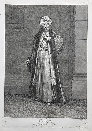 Seller image for Aga, ou Gentilhomme Turc" - Agha Aga Ottoman Empire Trkei Turkey / Rare original engraving out of "Recueil de cent estampes representant differentes Nations du Levant" from 1714 for sale by Antiquariat Steffen Vlkel GmbH