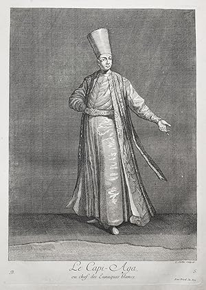 Seller image for Le Capi-Aga, ou chef des Eunuques blancs" - Ottoman Empire head of eunuchs Harem Sultan Istanbul Turkey Trkei / Rare original engraving out of "Recueil de cent estampes representant differentes Nations du Levant" from 1714 for sale by Antiquariat Steffen Vlkel GmbH