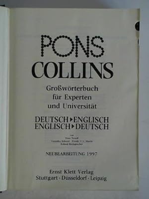 Seller image for PONS Collins - Growrterbuch fr Experten und Universitt. Deutsch-Englisch / Englisch-Deutsch. Mit Daumenregister for sale by Celler Versandantiquariat