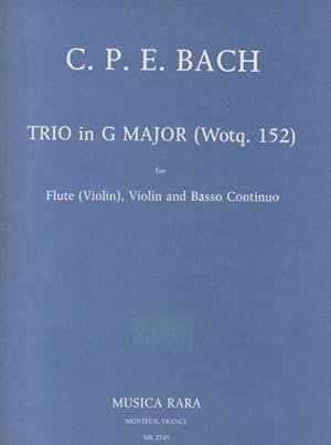 Seller image for Trio in G major, Wq. 152 for Flute, Violin and Basso Continuo - Set of Parts for sale by Hancock & Monks Music