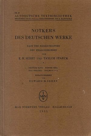 Notker, Labeo: Notkers des Deutschen Werke; Teil: Bd. 3., Der Psalter. Psalmus I - L Hrsg. von Ed...