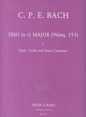 Seller image for Trio in G major, Wq. 153 for Flute, Violin and Basso Continuo - Set of Parts for sale by Hancock & Monks Music