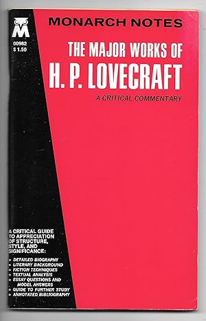 Seller image for Monarch Notes: The Major Works of H. P. Lovecraft: A Critical Commentary for sale by Dark Hollow Books, Member NHABA, IOBA
