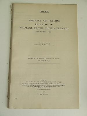 Imagen del vendedor de Abstract of Returns Relating to Pilots and Pilotage in the United Kingdom for the year 1933 a la venta por McLaren Books Ltd., ABA(associate), PBFA