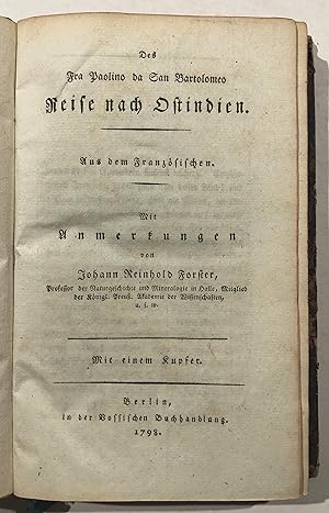 Bild des Verkufers fr Reise nach Ostindien. Mit Anmerkungen von Johann Reinhold Forster. Mit einem Kupfer. zum Verkauf von Antiquariat Steffen Vlkel GmbH