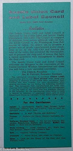 Seattle Union Card and Label Council, Bulletin