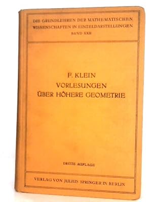 Bild des Verkufers fr Vorlesungen über h here Geometrie zum Verkauf von World of Rare Books