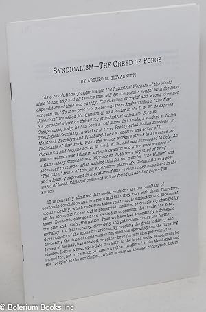 Imagen del vendedor de Syndicalism - The Creed of Force a la venta por Bolerium Books Inc.