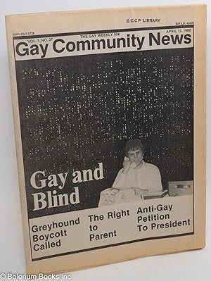 Seller image for GCN: Gay Community News; the gay weekly; vol. 7, #37, April 12, 1980; Gay & Blind for sale by Bolerium Books Inc.