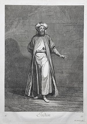 Seller image for Indien" - Indian man India Indien costumes Trachten / Rare original engraving out of "Recueil de cent estampes representant differentes Nations du Levant" from 1714 for sale by Antiquariat Steffen Vlkel GmbH