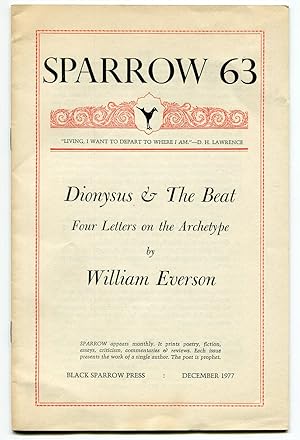 Immagine del venditore per Dionysus & The Beat: Four Letters on the Archetype: Sparrow 63 venduto da Between the Covers-Rare Books, Inc. ABAA