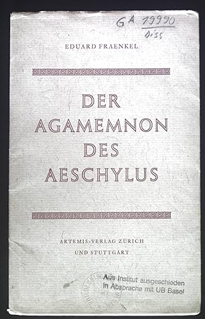 Imagen del vendedor de Der Agamemnon des Aeschylus : Ein Vortrag. a la venta por books4less (Versandantiquariat Petra Gros GmbH & Co. KG)