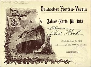 Ansichtskarte / Postkarte Deutscher Schulschiff-Verein, Jahreskarte für 1913, Dampfer, Kaiserlich...