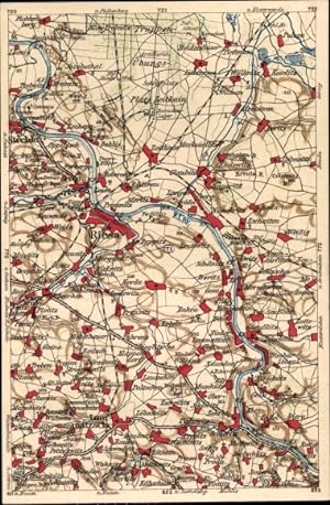 Landkarten Ansichtskarte / Postkarte Riesa, Truppenübungsplatz Zeithain, Lommatzsch