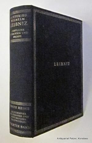 Bild des Verkufers fr Allgemeiner politischer und historischer Briefwechsel. Herausgegeben von der Deutschen Akademie der Wissenschaften zu Berlin. Vierter (4.) Band: 1684-1687. Berlin, Akademie u. Leipzig, Koehler & Amelang, 1950. Gr.-8vo. (Smtliche Schriften u. XXVII, 751 S. Or.-Lwd. mit Goldprgung; Einband etwas stockfleckig, Schnitt u. Vorstze strker braunfleckig. Briefe, 1. Reihe, 4). - Durch Personenregister erschlossen. zum Verkauf von Jrgen Patzer