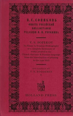 RUSSIAN BIBLIOGRAPHY (Opyt rossiiskoi bibliografii). Volume I