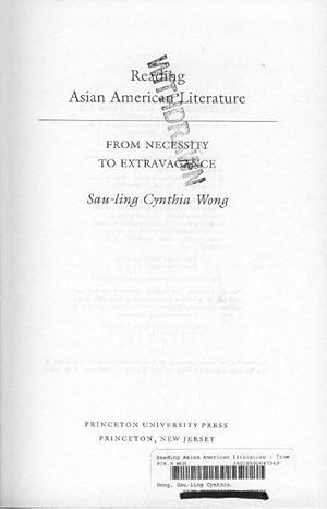 Immagine del venditore per Reading Asian American Literature: From Necessity to Extravagance venduto da Bookmarc's