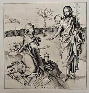 Martin Schoengauer, facsimile of woodcut c1490, published 1879, Christ and Mary Magdalene