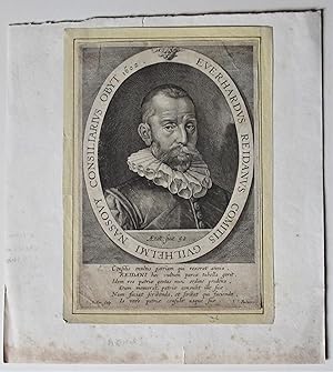 Original portrait print, c1620, engraved by Jan Harmensz Muller, Everard van Reyd