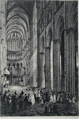 Axel Herman Haig, original 1893 large print, etching, Amiens Cathedral, framed