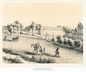 Imagen del vendedor de Eckersdorf (bei Dippoldiswalde/Sachsen). Original Tonlithographie um 1856;Mit Originaltext zur Geschichte des Anwesen a la venta por Antiquariat Kastanienhof