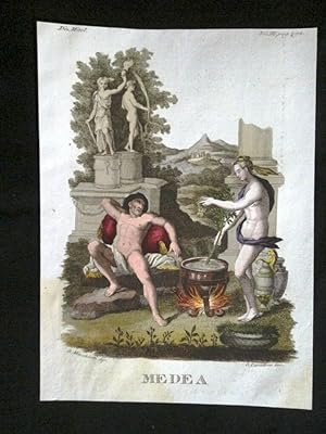 Imagen del vendedor de Medea, Esone, Giasone Incisione colorata a mano del 1820 Mitologia Pozzoli a la venta por LIBRERIA IL TEMPO CHE FU