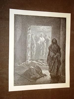 Bild des Verkufers fr Incisione di Gustave Dor del 1880 Bibbia Fariseo e Pubblicano Bible Engraving zum Verkauf von LIBRERIA IL TEMPO CHE FU