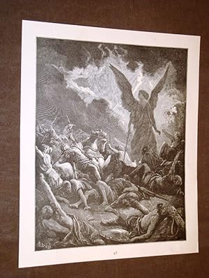 Bild des Verkufers fr Incisione di Gustave Dor del 1880 Bibbia Angelo e Sennacherib Bible Engraving zum Verkauf von LIBRERIA IL TEMPO CHE FU