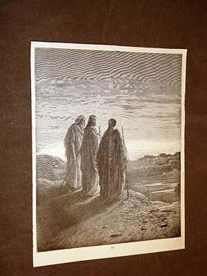 Bild des Verkufers fr Incisione Gustave Dor 1880 Bibbia Ges strada di Emmaus Bible Engraving zum Verkauf von LIBRERIA IL TEMPO CHE FU