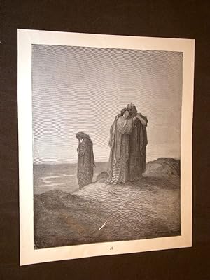 Bild des Verkufers fr Incisione di Gustave Dor del 1880 Bibbia Noemi e le cognate Bible Engraving zum Verkauf von LIBRERIA IL TEMPO CHE FU