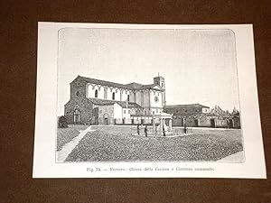 Seller image for Rara veduta di Ferrara di fine '800 Chiesa della Certosa e cimitero comunale for sale by LIBRERIA IL TEMPO CHE FU