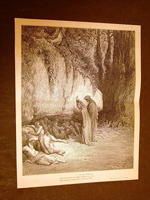 Bild des Verkufers fr Incisione Gustave Dor del 1880 Purgatorio Belacqua Dante's Purgatory Engraving zum Verkauf von LIBRERIA IL TEMPO CHE FU