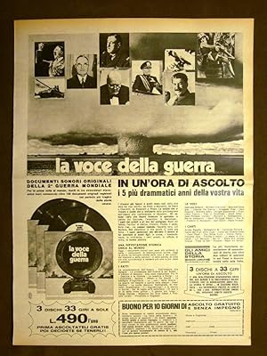 Seller image for La voce della guerra WW2 Edizioni lombarde Milano Pubblicit vintage anni '70 for sale by LIBRERIA IL TEMPO CHE FU