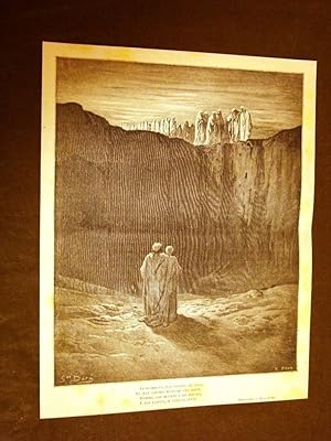 Bild des Verkufers fr Incisione Gustave Dor del 1880 Purgatorio Poeti monte Dante Purgatory Engraving zum Verkauf von LIBRERIA IL TEMPO CHE FU