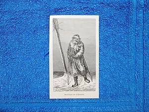 Seller image for Gravure Anne 1865 - Mendiant en Lithuanie - Mendicante in Lituania for sale by LIBRERIA IL TEMPO CHE FU
