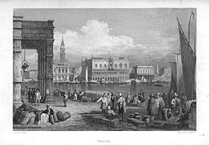 HISTORICAL VIEW OF VENICE,1830 Steel Engraving,Antique Italian Print