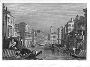 VIEW ON THE GRAND CANAL IN VENICE1830 Steel Engraving,Antique Italian Print