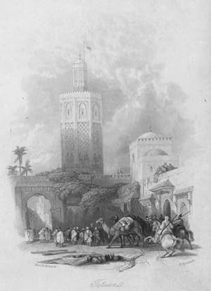 VIEW OF TETUAN in northern Morocco,1838 Steel Engraved Vignette,Antique Print