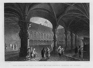 THE COURT OF THE PALACE OF THE PRINCE BISHOP OF LIEGE ,ca1840's Steel Engraving,Historical Antiqu...