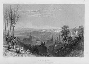 VIEW OF LIEGE In BELGIUM,ca1840's Steel Engraving,Historical Antique Print