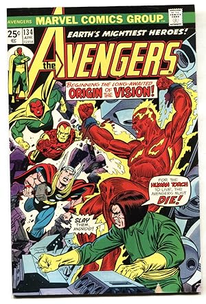 AVENGERS #134-comic book-MARVEL-1975- ORIGIN VISION