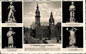Ansichtskarte / Postkarte Chemnitz Sachsen, Die Kunstspieluhr im alten Rathausturm, Figuren