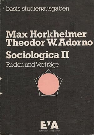 Imagen del vendedor de Sociologica II: Reden und Vortrge. / Frankfurter Beitrge zur Soziologie ; Bd. 10 a la venta por Versandantiquariat Nussbaum